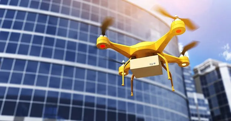 E-Commerce Logistik-ETFs als Investment Bild vom Produktversand einer Drohne